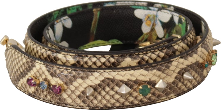 Dolce & Gabbana Dolce & Gabbana Beige Exotic Leather Crystals Reversible Shoulder Strap