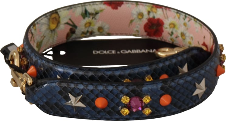 Dolce & Gabbana Dolce & Gabbana Blue Exotic Leather Crystals Reversible Shoulder Strap