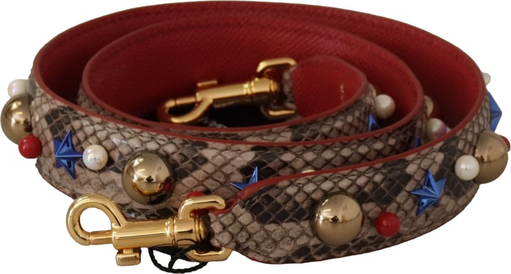 Dolce & Gabbana Dolce & Gabbana Brown Python Leather Studded Shoulder Strap