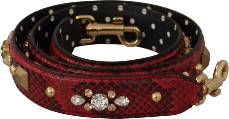 Dolce & Gabbana Dolce & Gabbana Red Python Leather Crystals Reversible Shoulder Strap