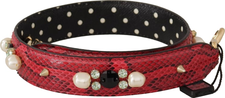 Dolce & Gabbana Dolce & Gabbana Red Python Leather Crystals Reversible Shoulder Strap