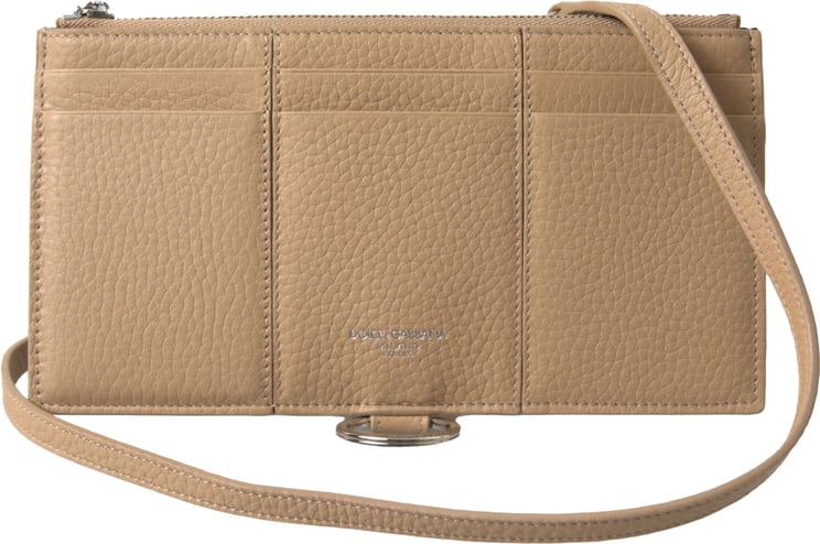 Dolce & Gabbana Dolce & Gabbana Beige Leather Shoulder Cardholder Shoulder Strap Wallet