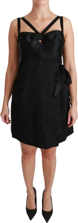Dolce & Gabbana Dolce & Gabbana Black Stretch Satin Jacquard Mini Dress