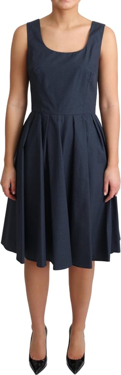 Dolce & Gabbana Dolce & Gabbana Blue Polka Dotted Cotton A-Line Dress