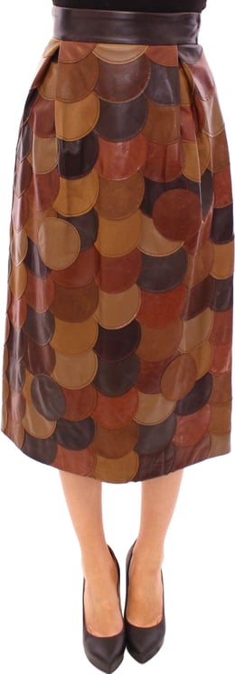 Dolce & Gabbana Dolce & Gabbana Brown Patchwork Leather Straight Skirt