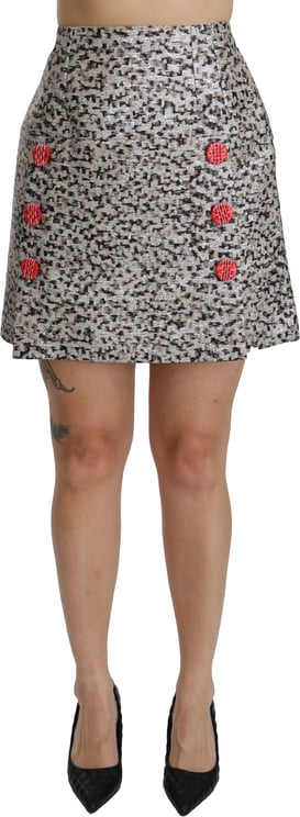 Dolce & Gabbana Dolce & Gabbana Silver Pattern A-line High Waist Skirt