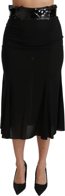 Dolce & Gabbana Dolce & Gabbana Black High Waist Mermaid Midi Silk Skirt