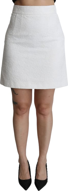 Dolce & Gabbana Dolce & Gabbana White Floral High Waist Mini Brocade Skirt