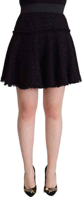 Dolce & Gabbana Dolce & Gabbana Black Knitted Nylon High Waist Mini A-line Skirt