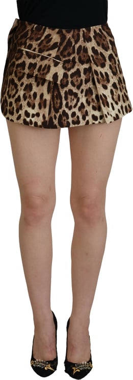 Dolce & Gabbana Dolce & Gabbana Brown Leopard Print Wool A-line Mini Skirt