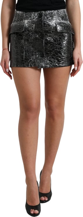 Dolce & Gabbana Dolce & Gabbana Black Cotton Blend High Waist Mini Skirt