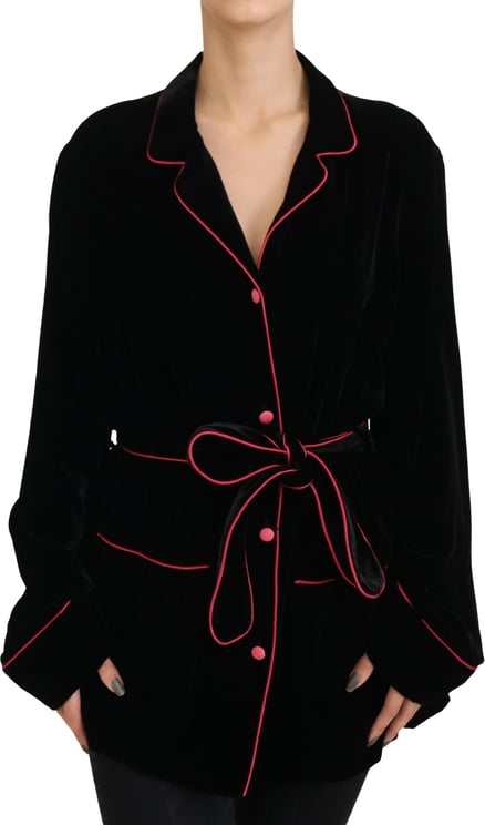 Dolce & Gabbana Dolce & Gabbana Black Button Belted Blazer Viscose Jacket