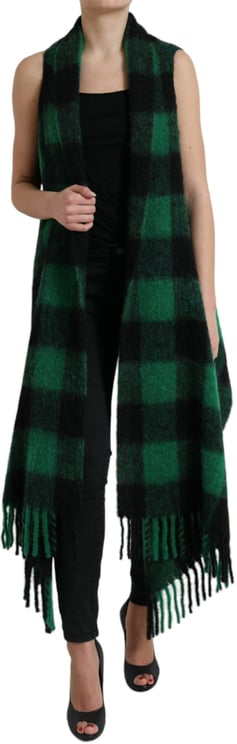 Dolce & Gabbana Dolce & Gabbana Black Green Buffalo Check Poncho Coat Jacket