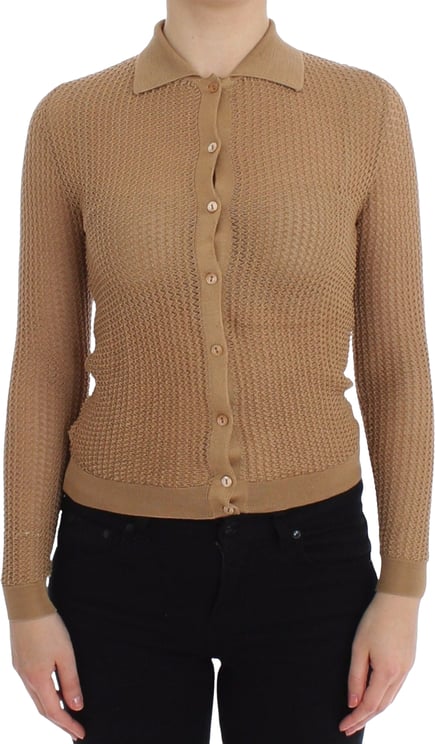Dolce & Gabbana Dolce & Gabbana Beige Knitted Cotton Polo Cardigan Sweater