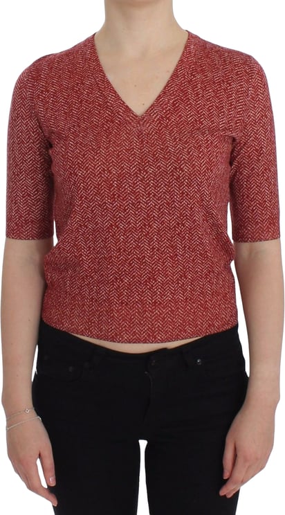 Dolce & Gabbana Dolce & Gabbana Red Wool Tweed Short Sleeve Sweater Pullover