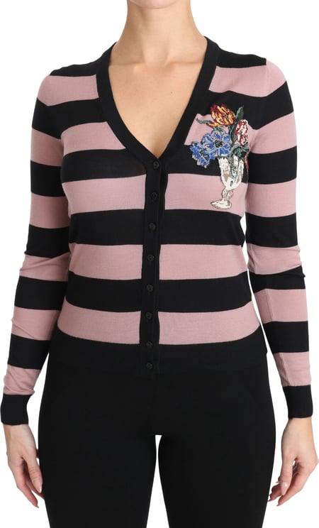 Dolce & Gabbana Dolce & Gabbana Pink Floral Cashmere Cardigan Sweater
