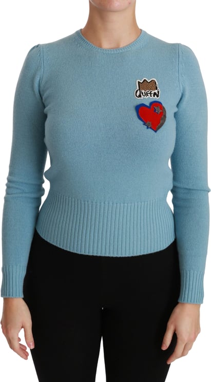 Dolce & Gabbana Dolce & Gabbana Blue Wool Queen Heart Pullover Sweater