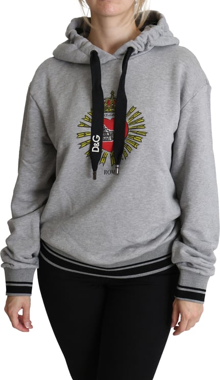 Dolce & Gabbana Dolce & Gabbana Gray Printed Hooded Exclusive Logo Sweater