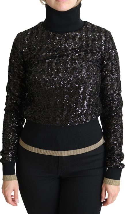 Dolce & Gabbana Dolce & Gabbana Black Sequined Knitted Turtle Neck Sweater