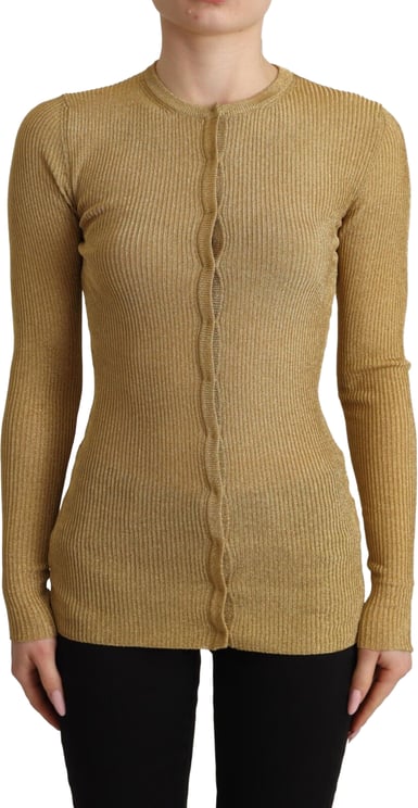 Dolce & Gabbana Dolce & Gabbana Gold Viscose Blend Buttons Cardigan Sweater