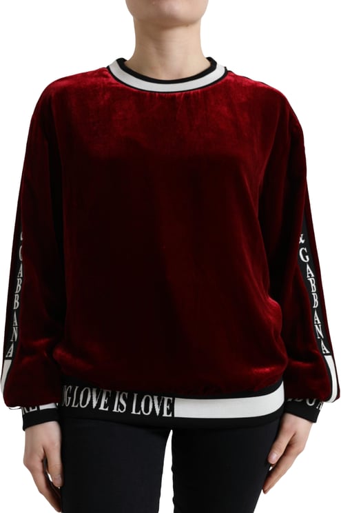 Dolce & Gabbana Dolce & Gabbana Bordeaux Velvet Crew Neck Pullover Sweater