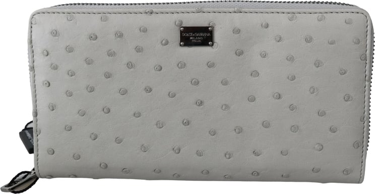 Dolce & Gabbana Dolce & Gabbana White Ostrich Leather Continental Mens Clutch Wallet