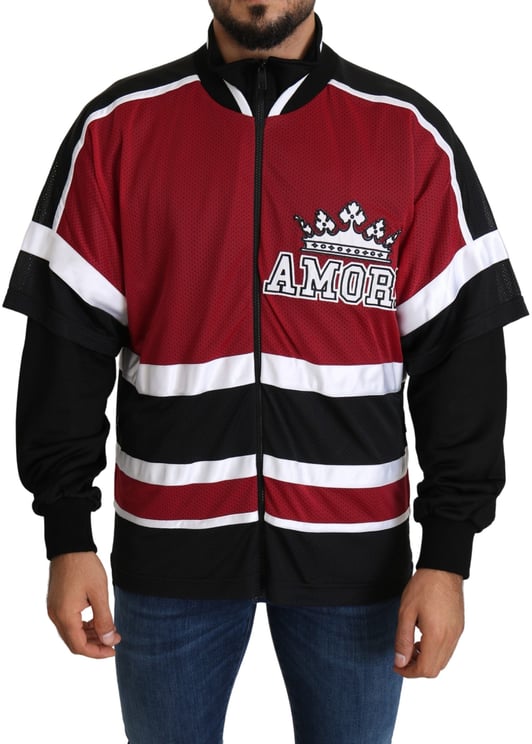 Dolce & Gabbana Dolce & Gabbana Red Black AMORE Sport Full Zipper Sweater