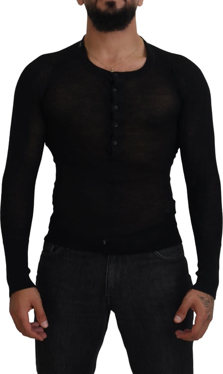 Dolce & Gabbana Dolce & Gabbana Black Cashmere Button Pullover Sweater