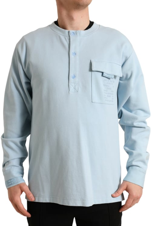 Dolce & Gabbana Dolce & Gabbana Light Blue Cotton Buttoned Pullover Sweater