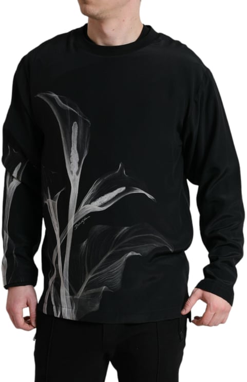 Dolce & Gabbana Dolce & Gabbana Black Floral Print Crewneck Pullover Sweater