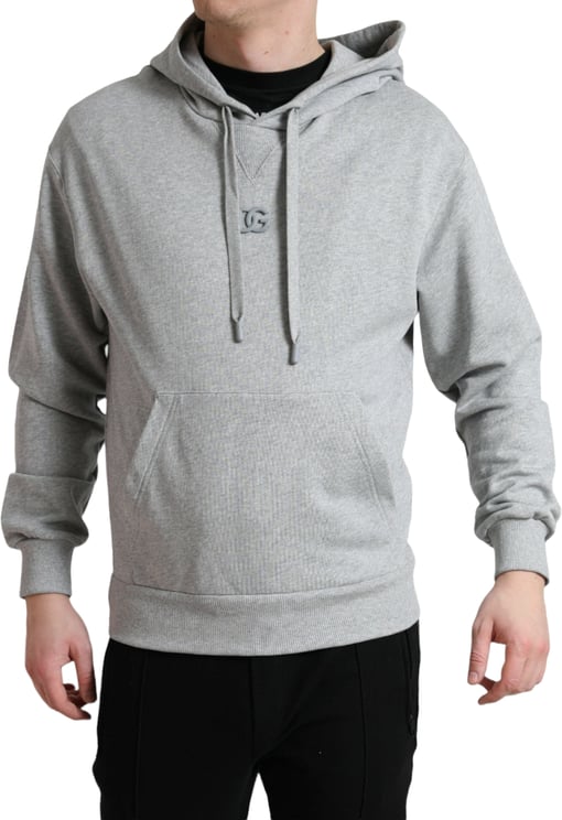 Dolce & Gabbana Dolce & Gabbana Gray Cotton Logo Hooded Sweatshirt Sweater