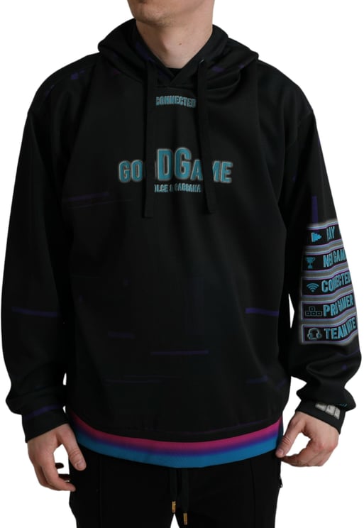 Dolce & Gabbana Dolce & Gabbana Black Logo Print Hooded Sweatshirt Sweater
