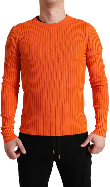 Dolce & Gabbana Dolce & Gabbana Orange Knitted Crewneck Men Pullover Sweater