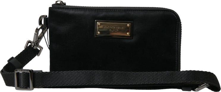 Dolce & Gabbana Dolce & Gabbana Black Nylon Logo Plaque Keyring Pouch Clutch Bag