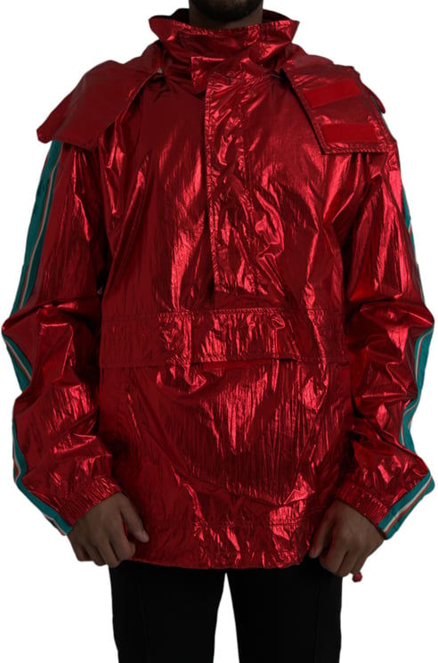 Dolce & Gabbana Dolce & Gabbana Red Nylon Hooded Pullover Sweatshirt Jacket