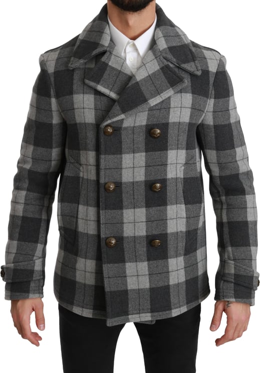 Dolce & Gabbana Dolce & Gabbana Gray Check Wool Cashmere Coat Jacket