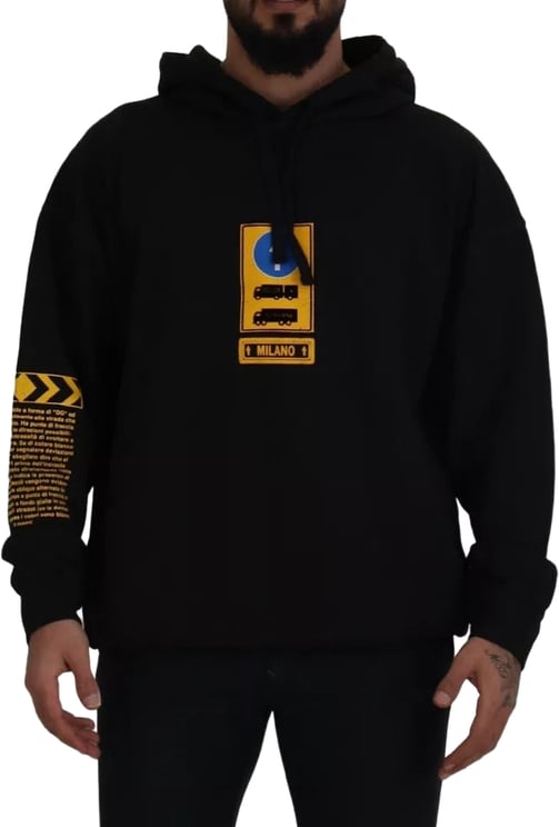 Dolce & Gabbana Dolce & Gabbana Black Cotton Logo Hooded Sweatshirt Sweater