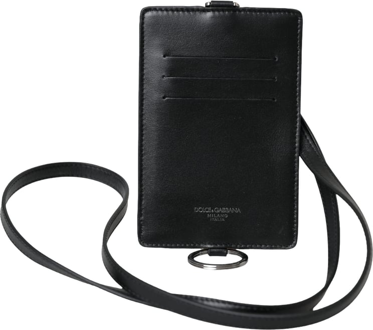 Dolce & Gabbana Dolce & Gabbana Black Calf Leather Lanyard Logo Card Holder Men Wallet