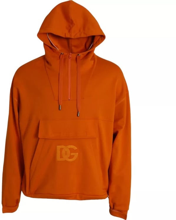 Dolce & Gabbana Dolce & Gabbana Orange Hooded Pullover Sweatshirt Sweater