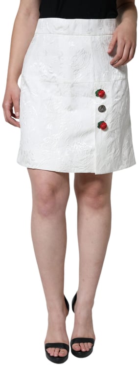 Dolce & Gabbana Dolce & Gabbana White Floral Brocade Embellished Mini Skirt