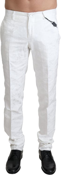 Dolce & Gabbana Dolce & Gabbana White Brocade Jaquard Dress Trouser Pants