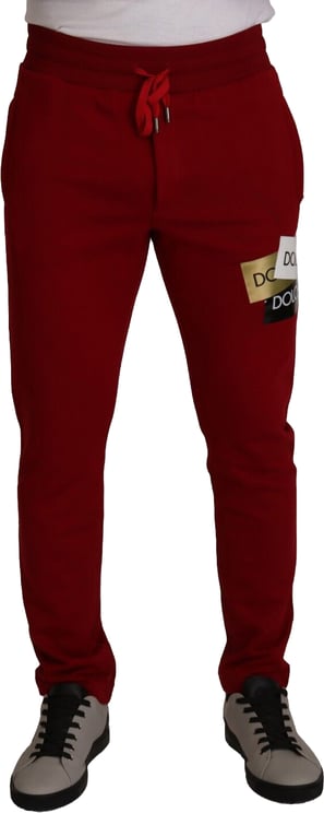 Dolce & Gabbana Dolce & Gabbana Red Cotton Logo Patch Sweatpants Jogging Pants