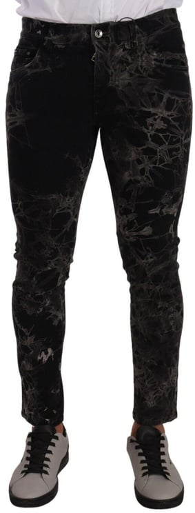 Dolce & Gabbana Dolce & Gabbana Black Patterned Skinny Slim Fit Jeans
