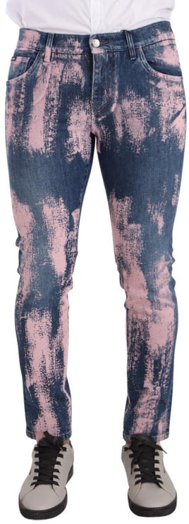 Dolce & Gabbana Dolce & Gabbana Blue Pink Tie Dye Cotton Skinny Denim Jeans