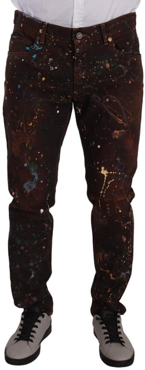 Dolce & Gabbana Dolce & Gabbana Brown Splash Color Cotton Regular Denim Jeans