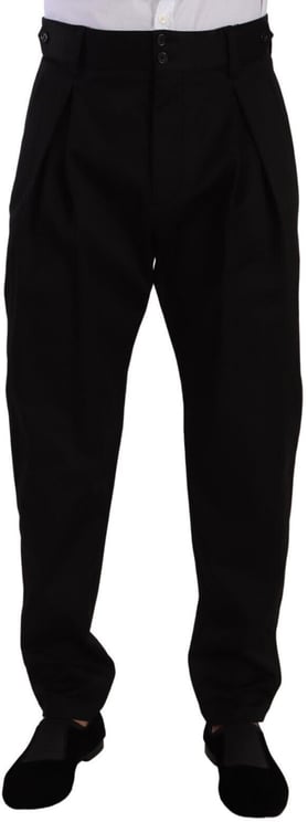 Dolce & Gabbana Dolce & Gabbana Black Cotton High Waist Men Trouser Dress Pants