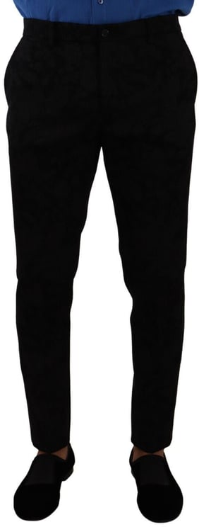 Dolce & Gabbana Dolce & Gabbana Black Brocade Skinny Formal Trouser Dress Pants