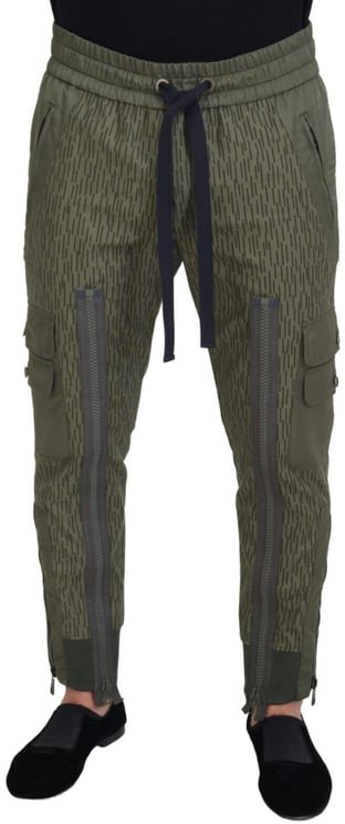 Dolce & Gabbana Dolce & Gabbana Green Striped Cargo Zipper Leg Men Trouser Pants