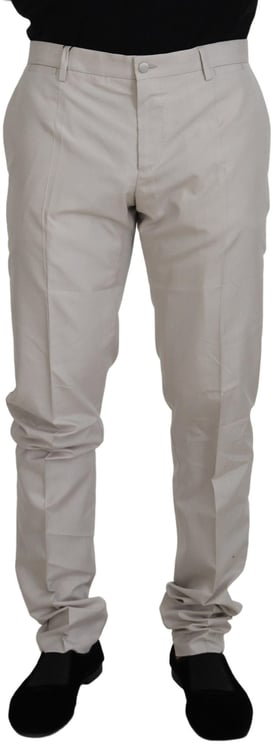 Dolce & Gabbana Dolce & Gabbana Off White Silk Mid Waist Chino Pants
