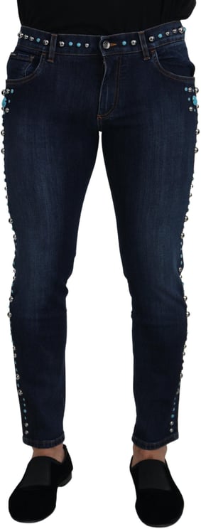 Dolce & Gabbana Dolce & Gabbana Blue Cotton Studded Low Waist Denim Jeans